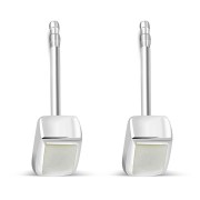 Mother of Pearl Rectangle Silver Stud Earrings, e374st